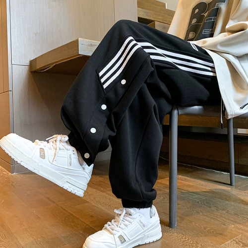 Мужские трендовые штаны, универсальные осенние повседневные брюки для отдыха, свободный прямой крой, большой размер