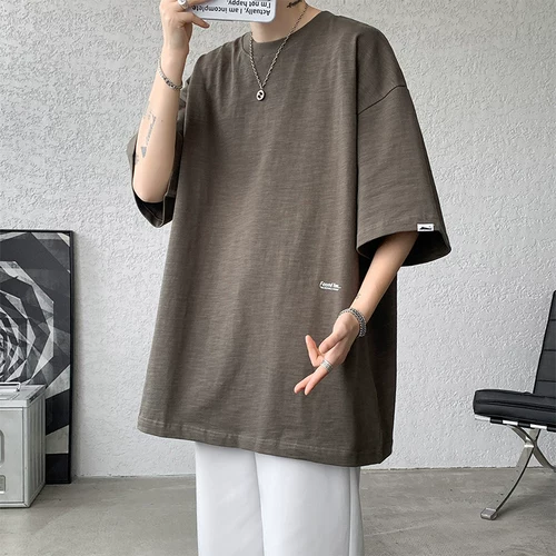 Бамбуковая хлопковая шелковая футболка с коротким рукавом, из хлопка и льна, большой размер