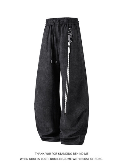 [Includes Detachable Strap]American Retro Tie-Dye Casual Pants for Men and Women, Spring Trendy Brand Sports Wide-Leg Pants