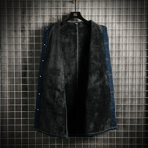 Джинсовая утепленная демисезонная куртка, средней длины, увеличенная толщина