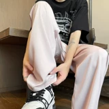 Шелковистые шелковые летние тонкие штаны, свободный прямой крой