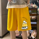 Мультяшные шелковые летние тонкие шорты, пляжные штаны для отдыха, подходит для подростков, оверсайз, для средней школы