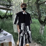 Ханьфу, мужской шелковый комплект, рубашка, куртка, китайский стиль, короткий рукав