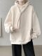 Beige Extra Thick Corduroy Sweatshirt for Men, Fleece-Lined and Thickened Hoodie, Heavy-Duty Oversized Loose Jacket for Autumn and Winter