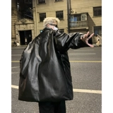 Черный полиуретановый брендовый демисезонный утепленный пуховик, дизайнерская куртка, изысканный стиль, тренд сезона