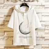 Шелковая футболка, летняя толстовка с капюшоном для школьников, короткий рукав, оверсайз