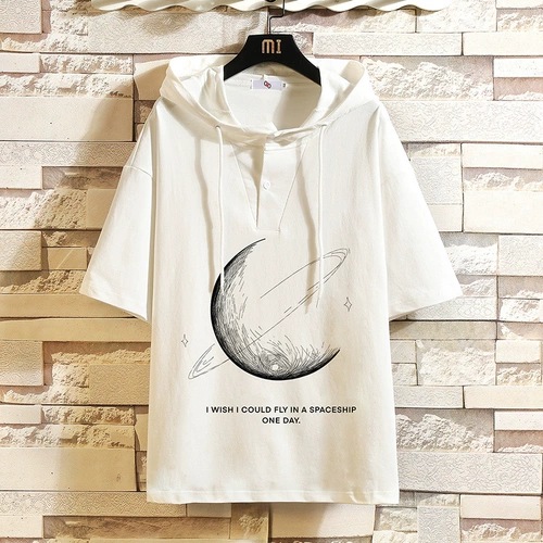 Шелковая футболка, летняя толстовка с капюшоном для школьников, короткий рукав, оверсайз