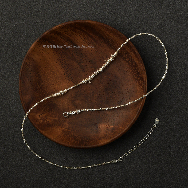 A Small Island 990 Pure Silver Irregular Handmade Beaded Short Necklace Vintage Sterling Silver Layered Elegant Clavicle Chain A Small Island 990 Pure Silver Irregular Handmade Beaded Short Necklace Vintage Sterling Silver Layered Elegant Clavicle Chain