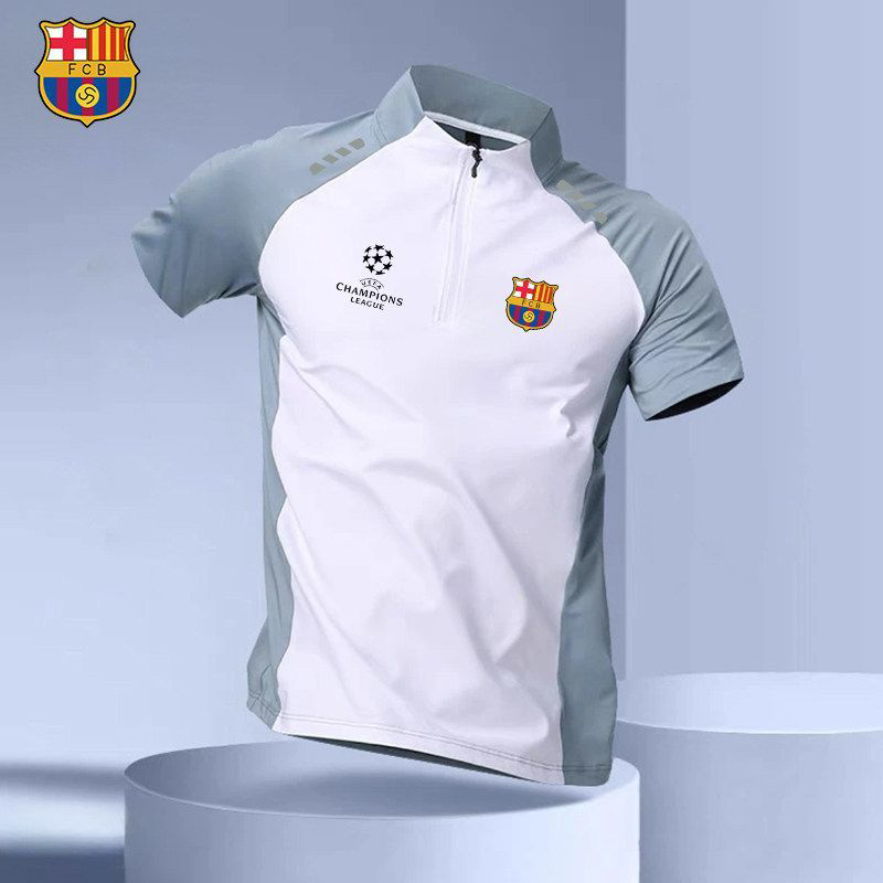 2026 Paris Manchester United Barcelona National Team Sports Zipper Short Sleeve Men's Stand Collar Breathable Quick-Drying Sweat-Absorbent T-Shirt 2026 Paris Manchester United Barcelona National Team Sports Zipper Short Sleeve Men's Stand Collar Breathable Quick-Drying Sweat-Absorbent T-Shirt