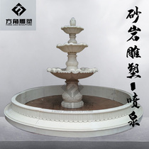 Man-made sandstone sculpture city park beautiful flower pot pond fountain landscape fountain carving decoration ornaments