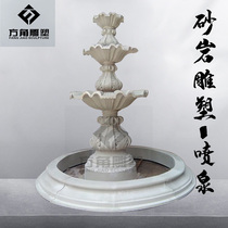 Square corner sculpture factory custom sandstone flowerpot water spray landscape sandstone carving glass fiber reinforced plastic relief sandstone relief-3