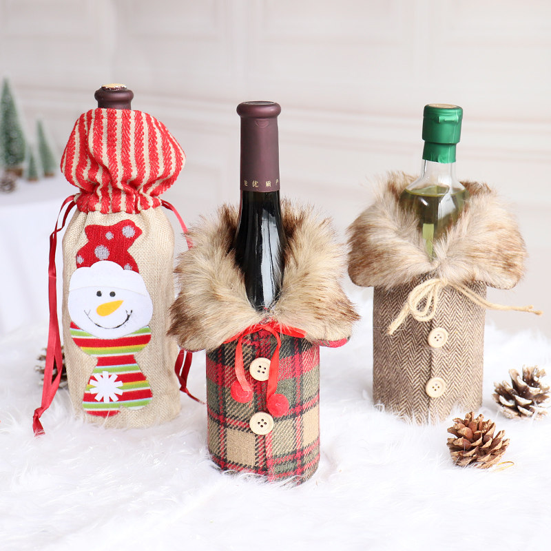 Christmas decorations creative small gifts red wine bag snowman desktop Christmas Eve party party arrangement props