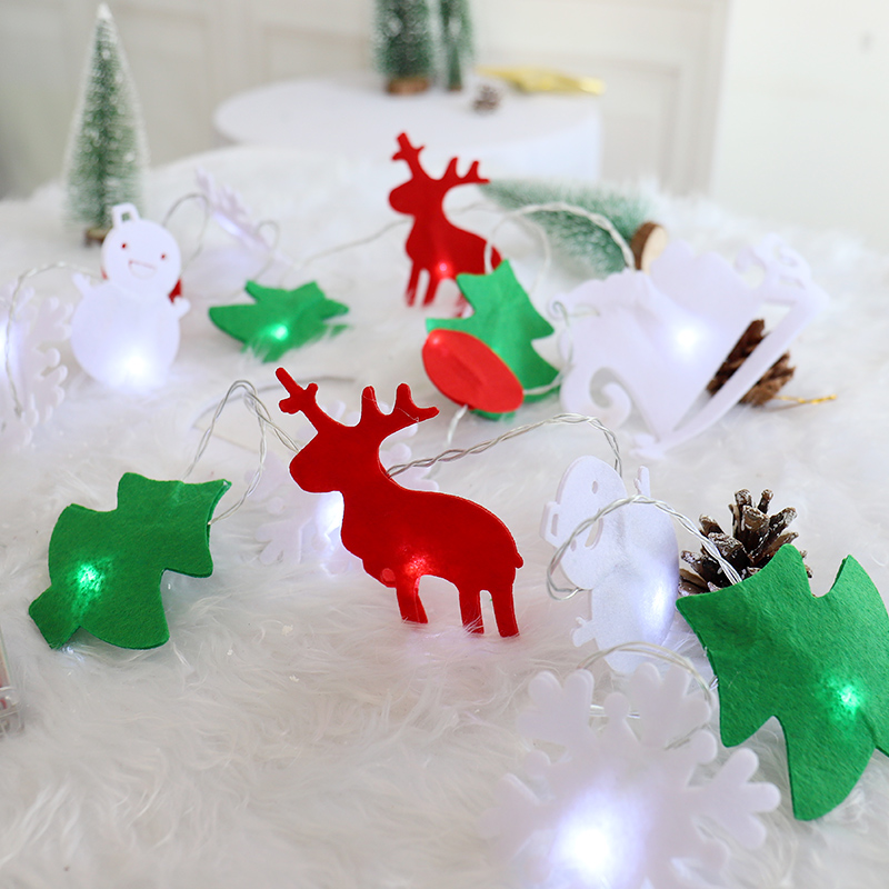 Christmas tree decorated LED color lights Snowman snowflake lamps in Wind Net Red Bedroom Light Prop