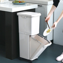 Xiyang Japanese household garbage bin Double-layer classification trash bin with lid Large wet and dry separation trash bin storage bucket
