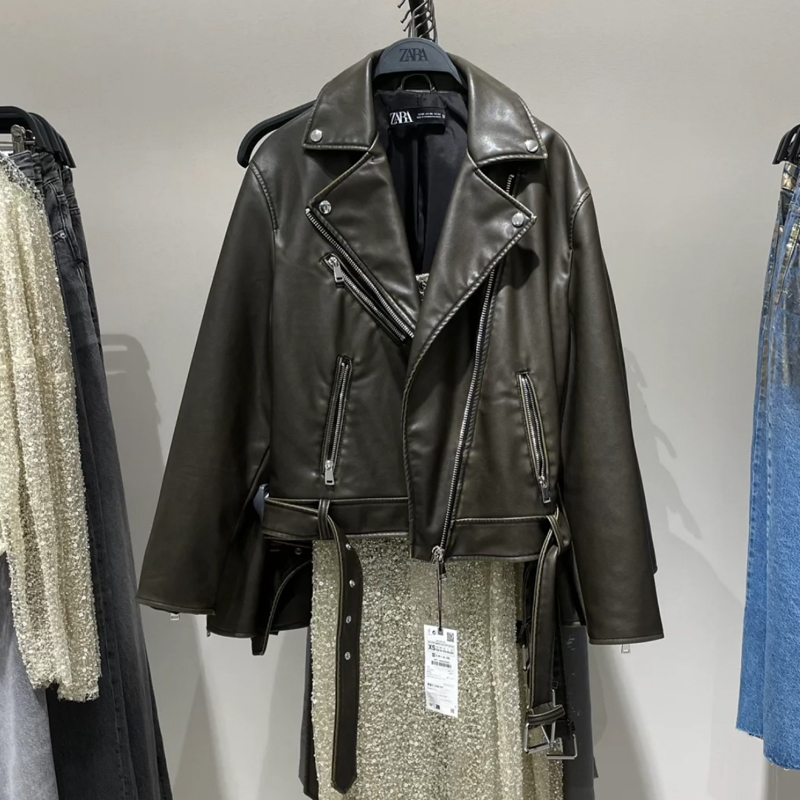 Z&Araw Fashionable Autumn and Winter Loose Imitation Leather Motorcycle Style Jacket Pu Leather Jacket for Women 3046222 Z&Araw Fashionable Autumn and Winter Loose Imitation Leather Motorcycle Style Jacket Pu Leather Jacket for Women 3046222