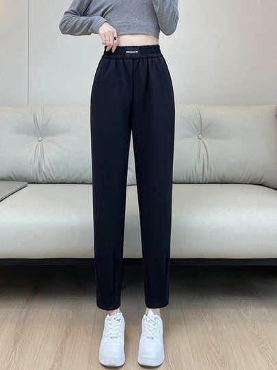 Trendy Brand 1212 Carrot Harem Pants for Women, Autumn and Winter Fleece-Lined Pants, Popular Women's Slim-Fit Casual Pants, Sweatpants