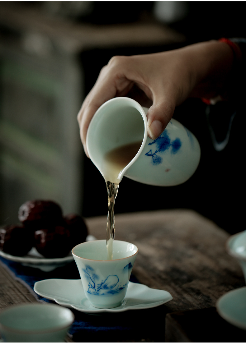 ShangYan small bowl is blue and white porcelain ceramic cups kung fu masters cup hand - made white porcelain sample tea cup tea cup, household