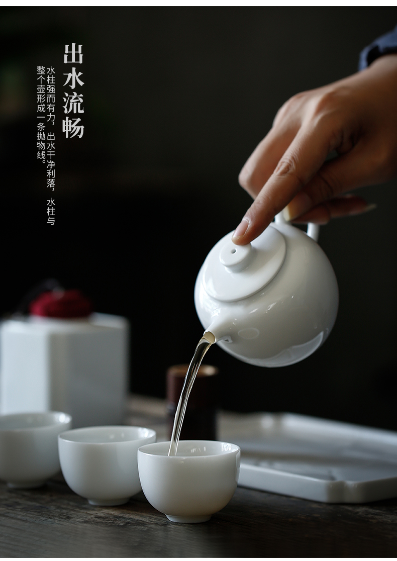 ShangYan white porcelain teapot small household single pot of tea exchanger with the ceramics filter pot of kung fu tea set hand grasp pot of contracted