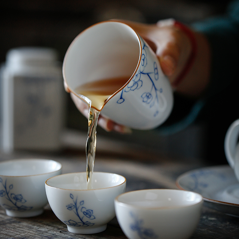 ShangYan white porcelain sample tea cup cup home of kung fu tea set small bowl hand blue and white porcelain ceramic tea cup