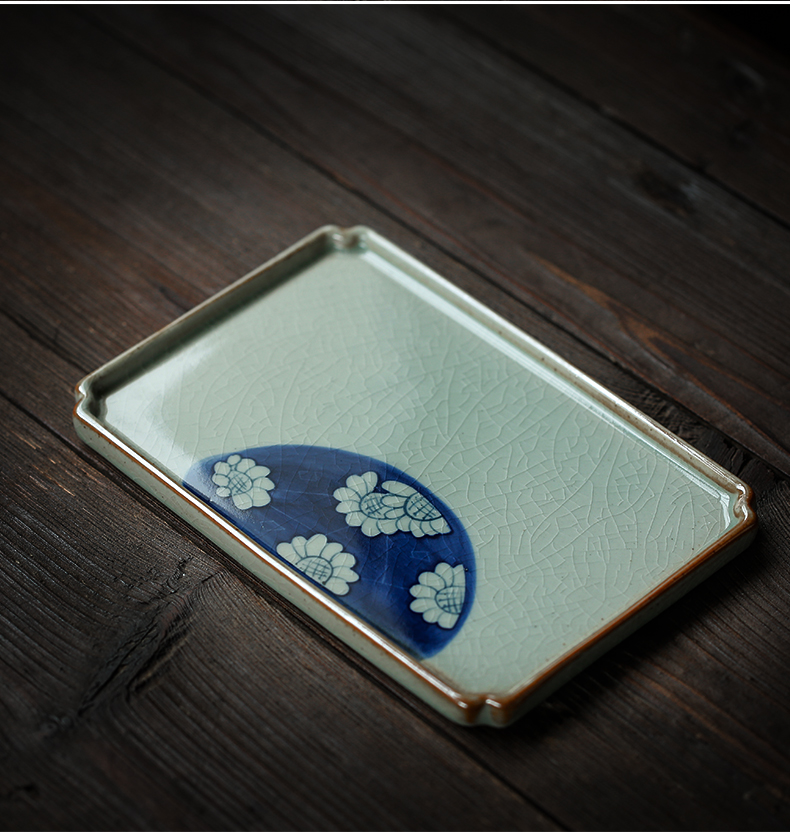 ShangYan ceramic tea tray household contracted small tea saucer dish rectangular kung fu tea set dry terms plate of a rectangle