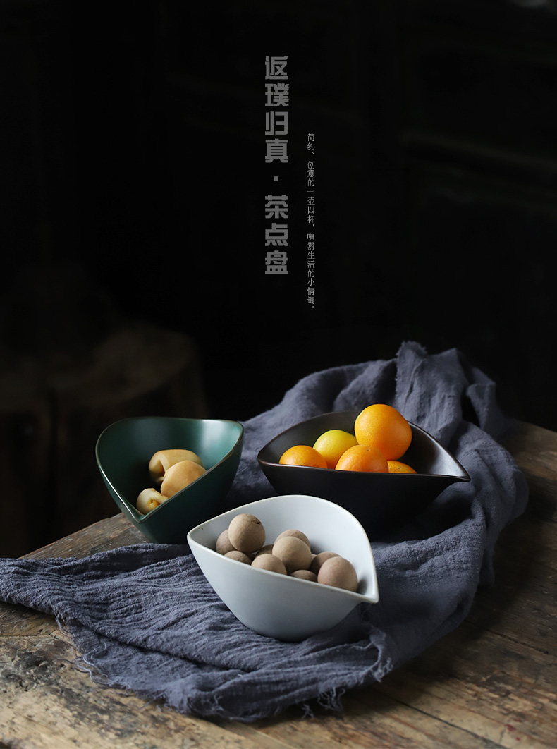 ShangYan Japanese tea tray was creative snack plate dry fruit tray ceramic snack serving tea accessories the nut plate