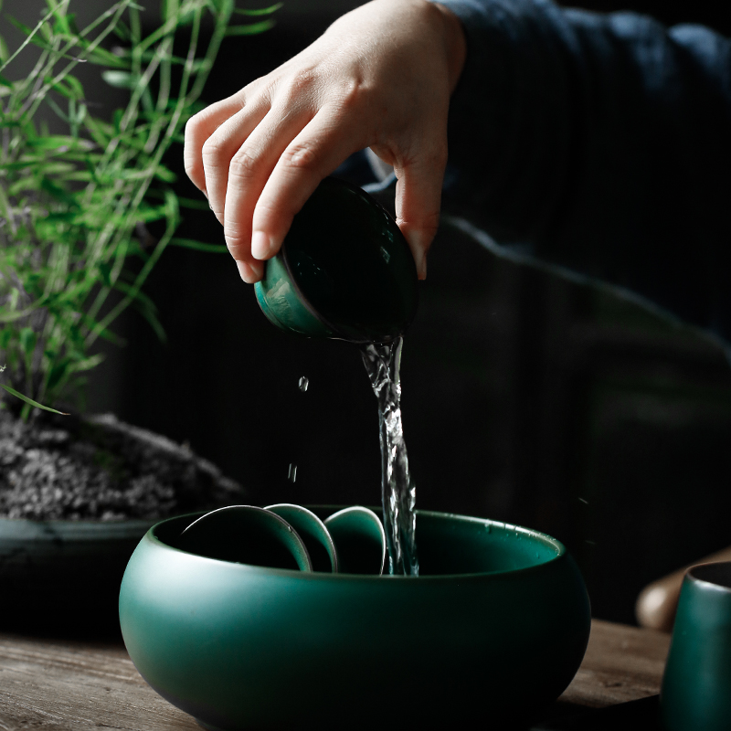 ShangYan retro ceramic tea to wash large Japanese coarse pottery writing brush washer wash to kung fu tea tea zero with a water jar