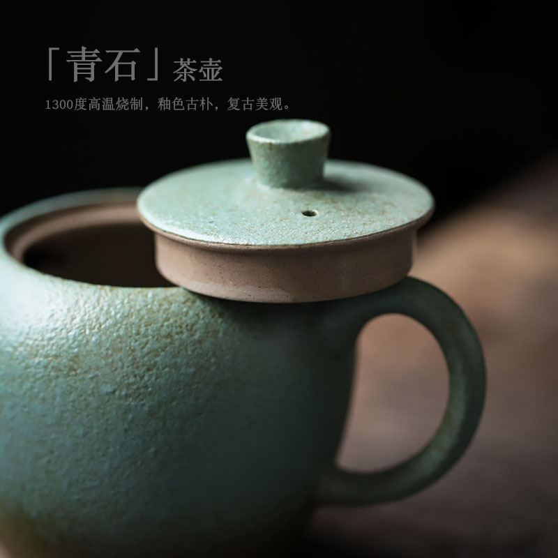 ShangYan archaize ceramic teapot household Japanese single pot of kung fu tea teapot Japanese ceramic POTS xi shi pot of trumpet