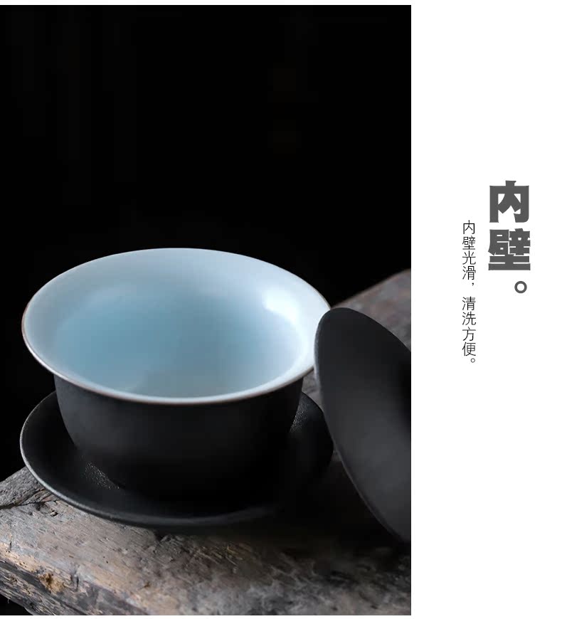 ShangYan tureen large ceramic cups of black tea bowl of coarse pottery hand grasp tureen kung fu tea tea cup home