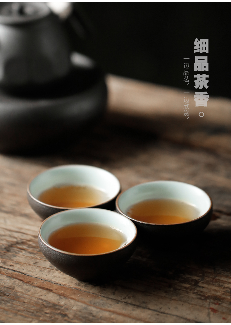 ShangYan retro black pottery teacup perfectly playable cup small ceramic bowl kung fu tea sample tea cup single CPU contracted master CPU