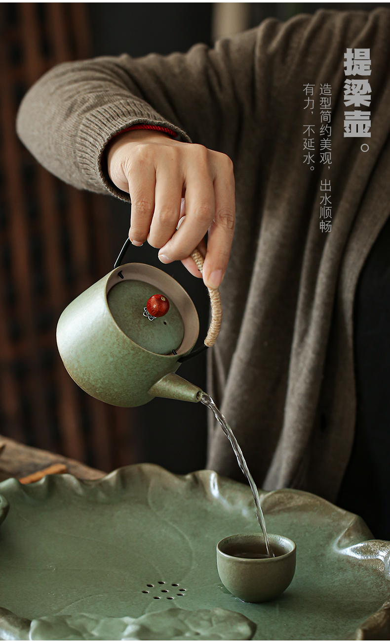 ShangYan household ceramic tea tray was large up creative Chinese kung fu tea tea with drainage plate dry tea