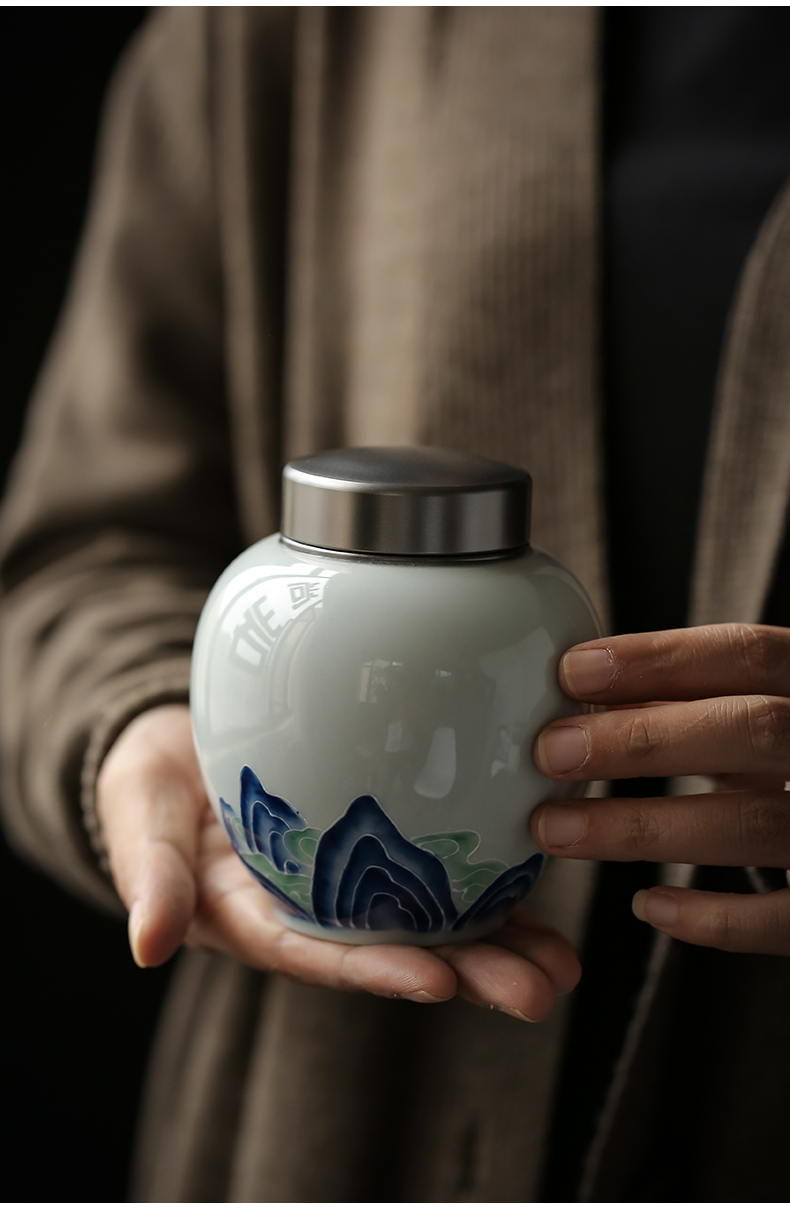 Restoring ancient ways is the manual in Japanese tea caddy fixings household contracted seal storehouse, ceramic POTS sealed as cans of green tea, black tea