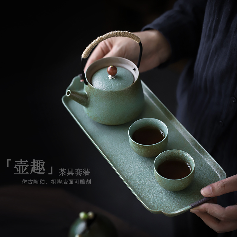 ShangYan Japanese ceramic tea tray dried small tea sets of kung fu tea dry terms plate retro creative saucer plate household