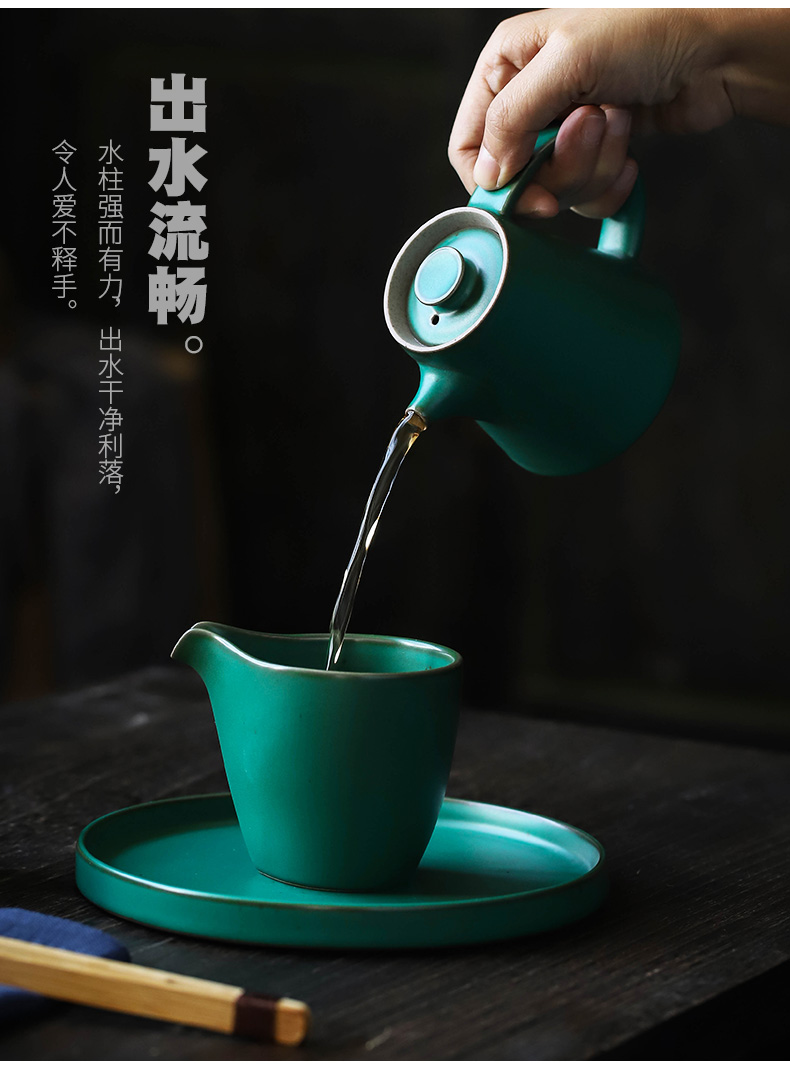 ShangYan Japanese teapot household kung fu tea pot hand grasp pot of restoring ancient ways is half checking ceramic POTS single pot of ceramics