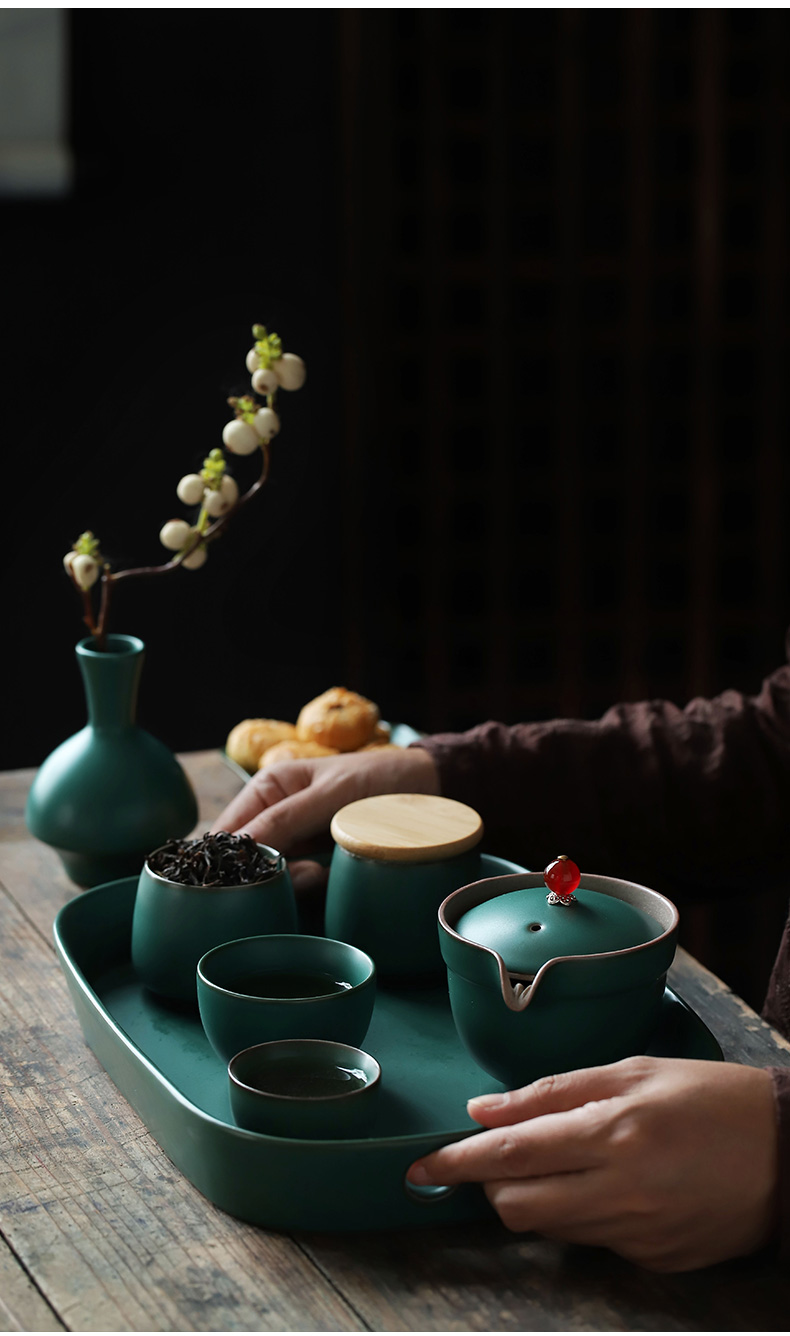 ShangYan ceramic tea set tray monolayer dry terms plate household rectangle sushi plate dessert plate of fruit bowl tea tray