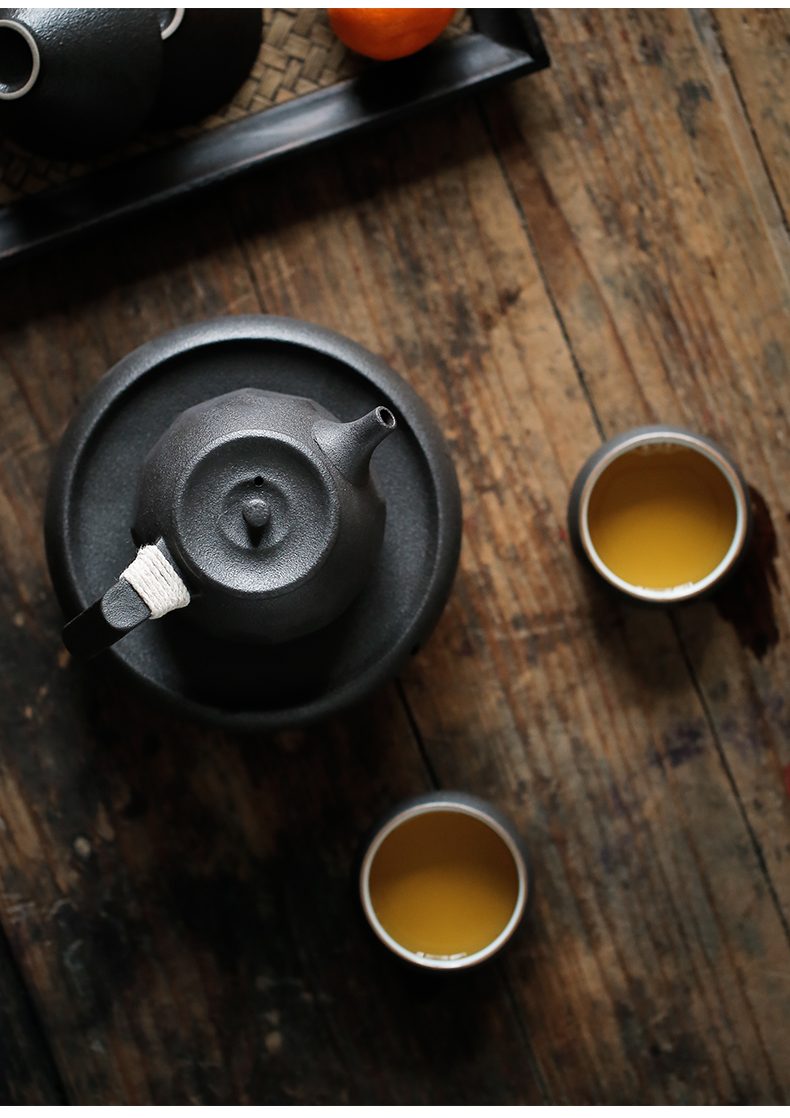 ShangYan kung fu tea set to crack a cup of black suit a pot of two cups of portable travel tea set, the Japanese side pot