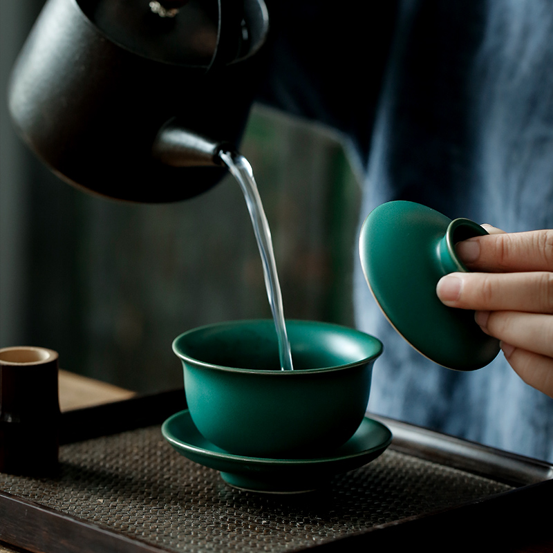 Restoring ancient ways ShangYan tureen ceramic cups kung fu tea set three tureen worship Japanese coarse pottery tea bowl cups