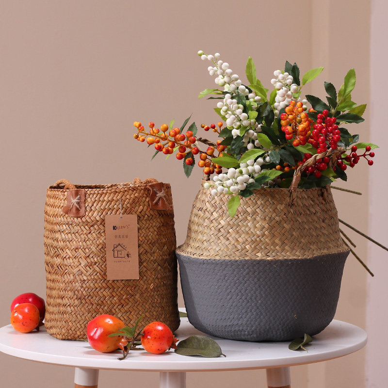 Yongyue American pastoral handmade straw and rattan arrangement flower basket arrangement storefront decoration bamboo woven basket storage basket