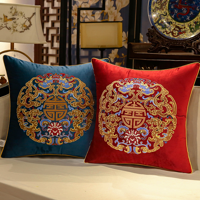 Modern simplicity New Chinese style Pillow Cushion China Wind Embroidery Sofa Backrest Headboard Close By Bag Big Number Leaning Pillow Waist Pillow