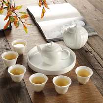 Jingdezhen Yiyoujia white ceramic pure handmade simple Chinese large tea ceremony kung fu tea set office teapot set