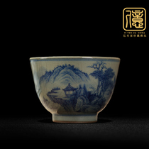 Jingdezhen hand-painted master teacup ice crack glaze single cup wood fired underglaze ceramic tea cup kung fu cup
