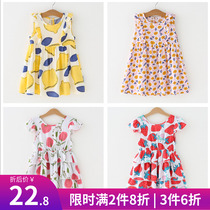 Girls Broken Flowers Dress dress Ocean Gas Summer 2022 New cotton silk Children vest Skirt Plexo Skirt female baby dresses