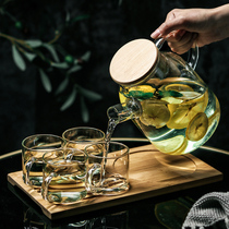 Glass kettle Large capacity high temperature resistant household Japanese simple teapot cold water kettle Cold water kettle with tray set