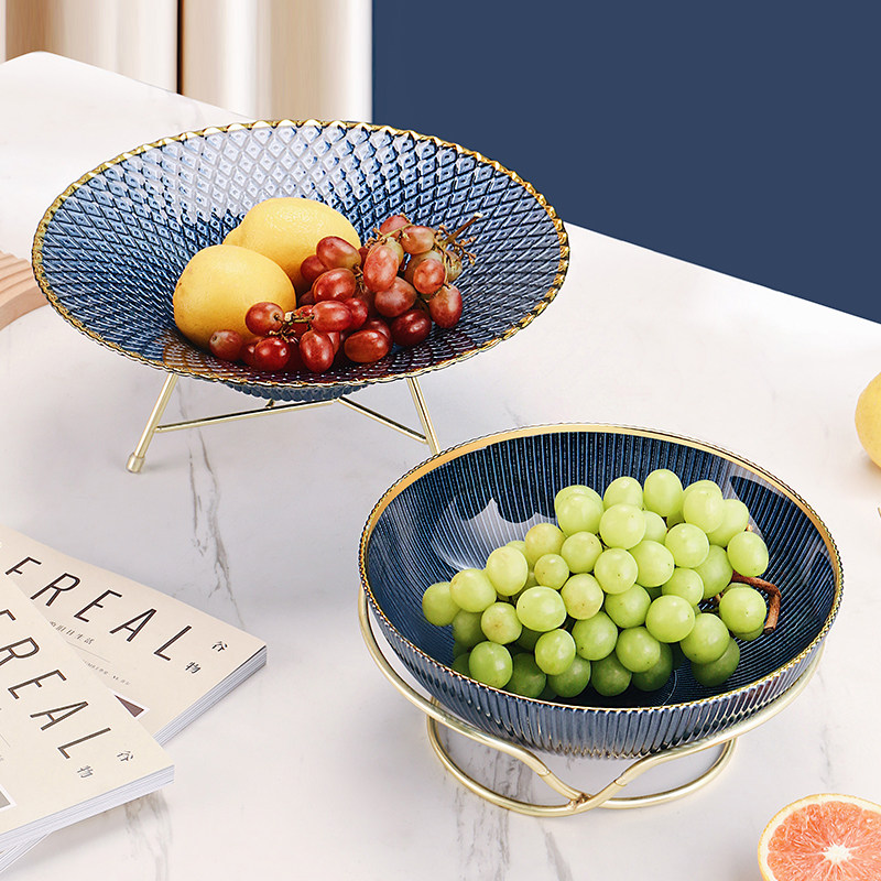 Exquisite high-end fruit plate living room home 2021 new light luxury net red housewarming new home coffee table tray glass basin