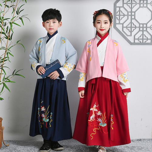 Childrens Chinese Hanfu chinese style ancient costume boys and girls Tang costume little boys Three Character Classic Chinese traditional culture suit schoolboy performance suit