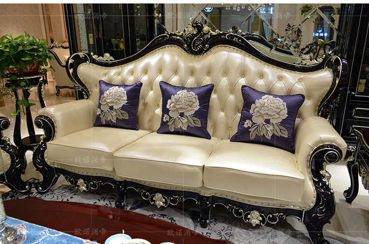 Continental khắc da gỗ ghế sofa kết hợp phòng khách kích thước của căn hộ 123 sang trọng sẵn sàng để đồ nội thất Jane Mỹ Châu Âu - Ghế sô pha ghế sofa gỗ