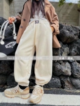 Hanhuo winter 2022 one-piece Austrian velvet thickened warm medium and big childrens corduroy sweatpants super soft 22218