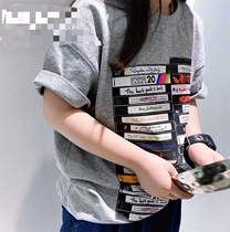 xx family Korean summer childrens middle and big children 100-170 yards labeling trendy short-sleeved T-shirt 6665 can be parent-child