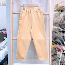 Brand spring and autumn pure cotton childrens side striped letter sports pants casual knitted sweatpants 107520
