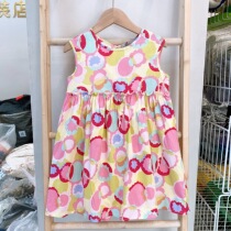 Brand summer childrens girls cotton sleeveless pastoral style floral cute vest dress 72329