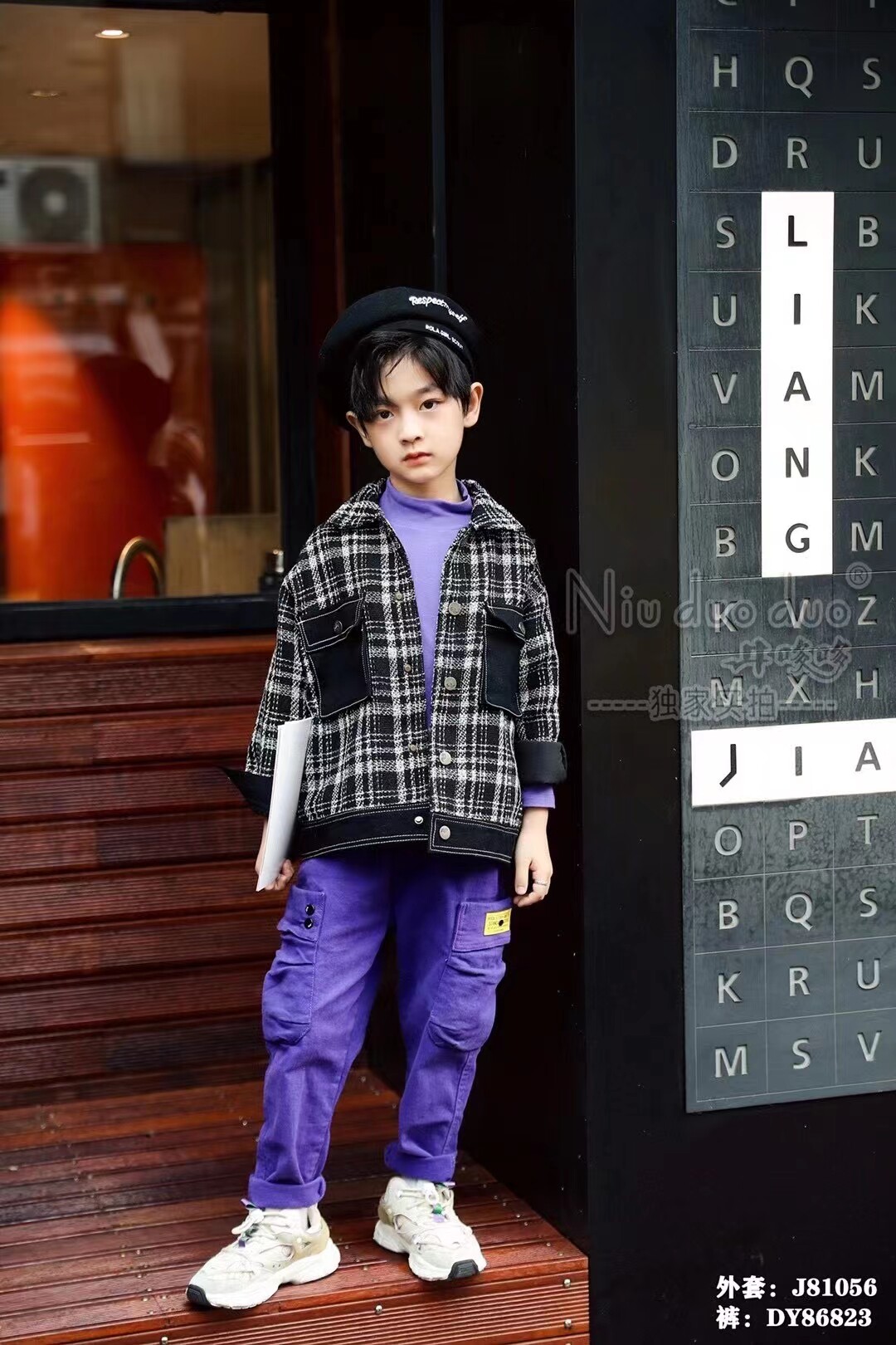 Brand children's clothing boys and girls 110-160 large pockets big boys purple casual tooling long single pants 86823